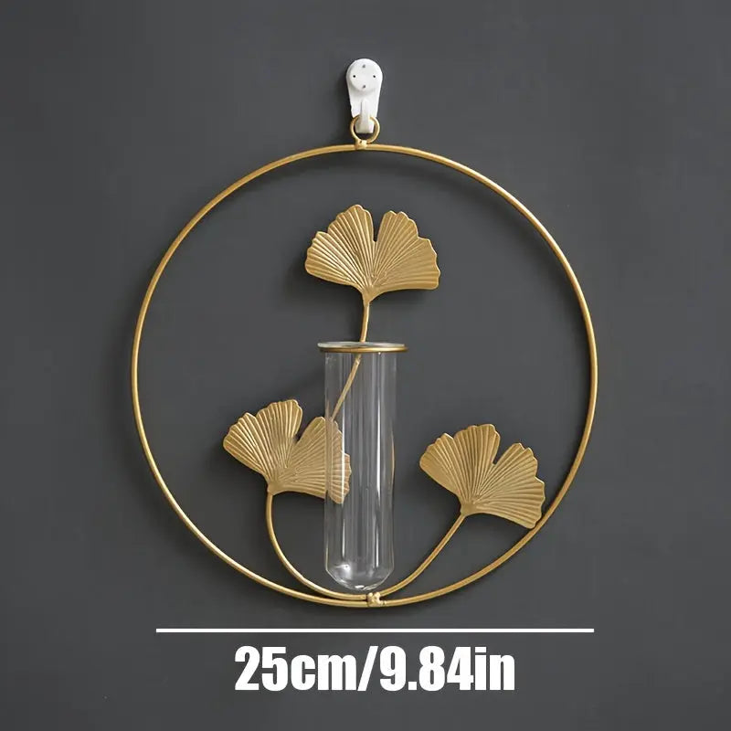 Vase Mural en Fer Forgé Feuille de Ginkgo Eclipta
