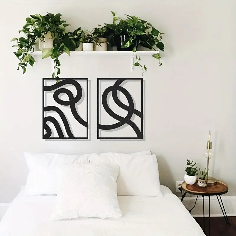Ensemble de Décoration Murale Abstraite en Métal Eclipta