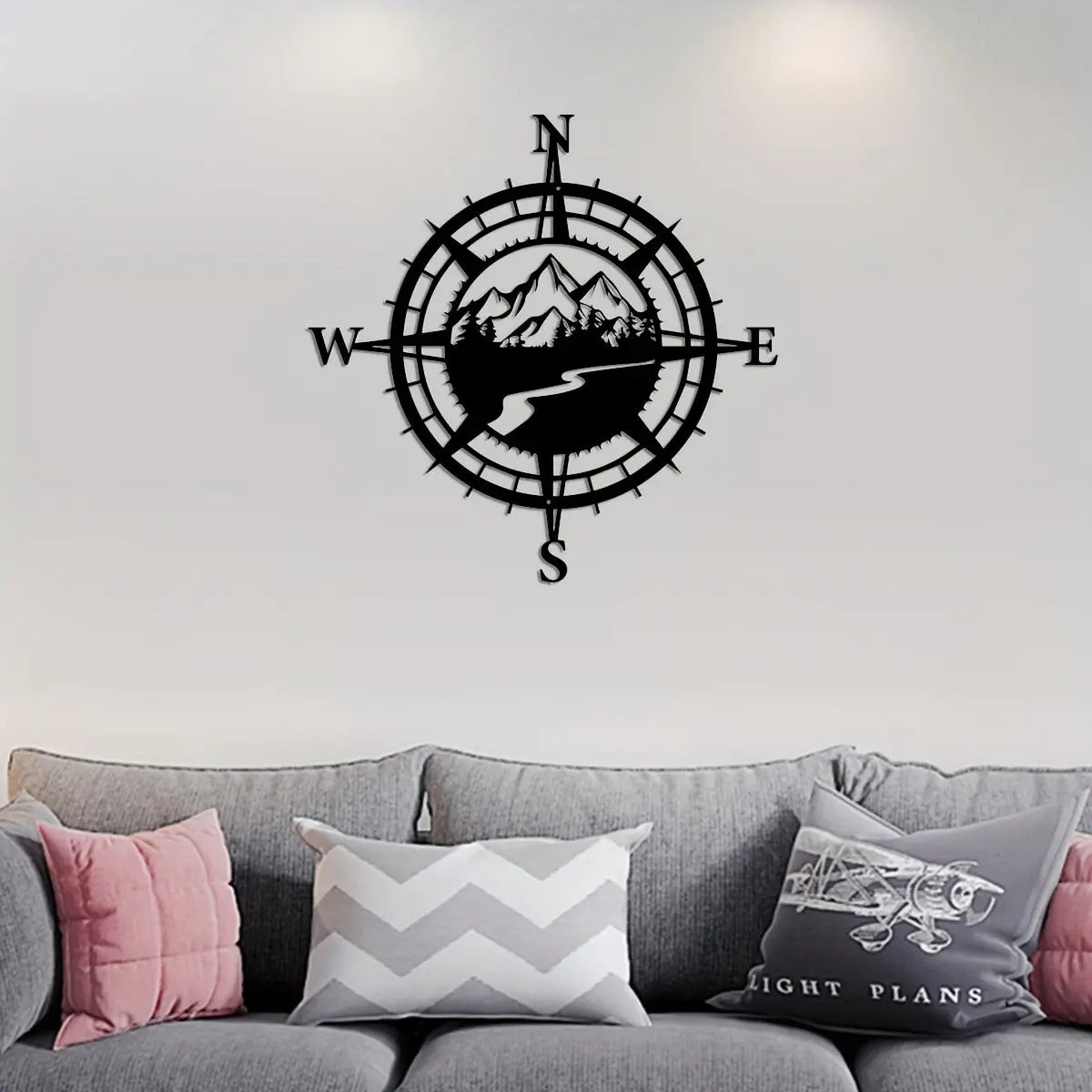 Suspension Murale en Métal  avec Motif de Boussole Eclipta