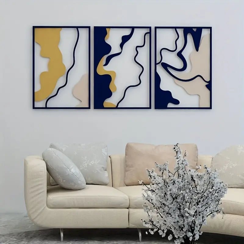Triptyque Art Mural Métalliquect_name# - Eclipta